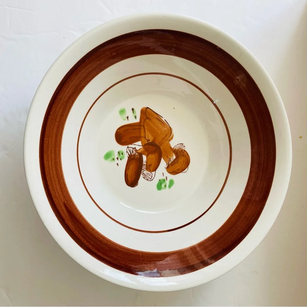 Vintage 70’s Large Mushroom Ironstone Vegetable or Serving Bowl Made in Korea
